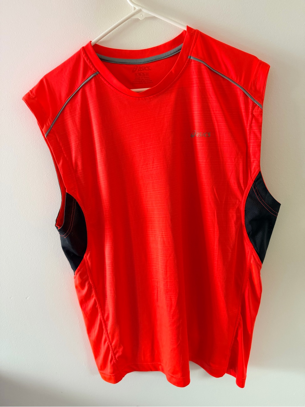 Asics Red Sleeveless Running Top With Black Panels